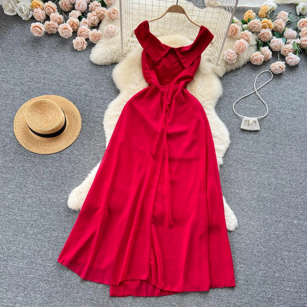 Abito da festa midi elegante estivo per donna Abiti da sera lunghi senza maniche con fasciatura twist Abiti da sera femminili di