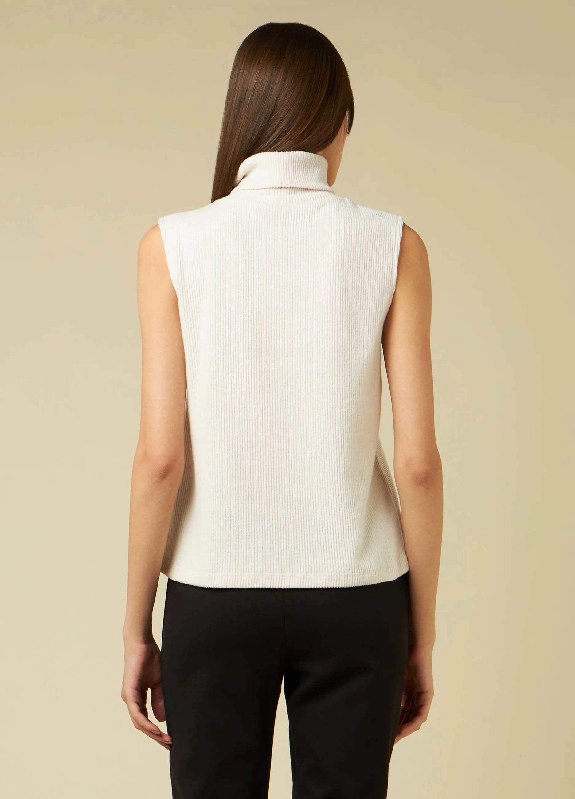 IWIE  Dolcevita smanicato in costina donna