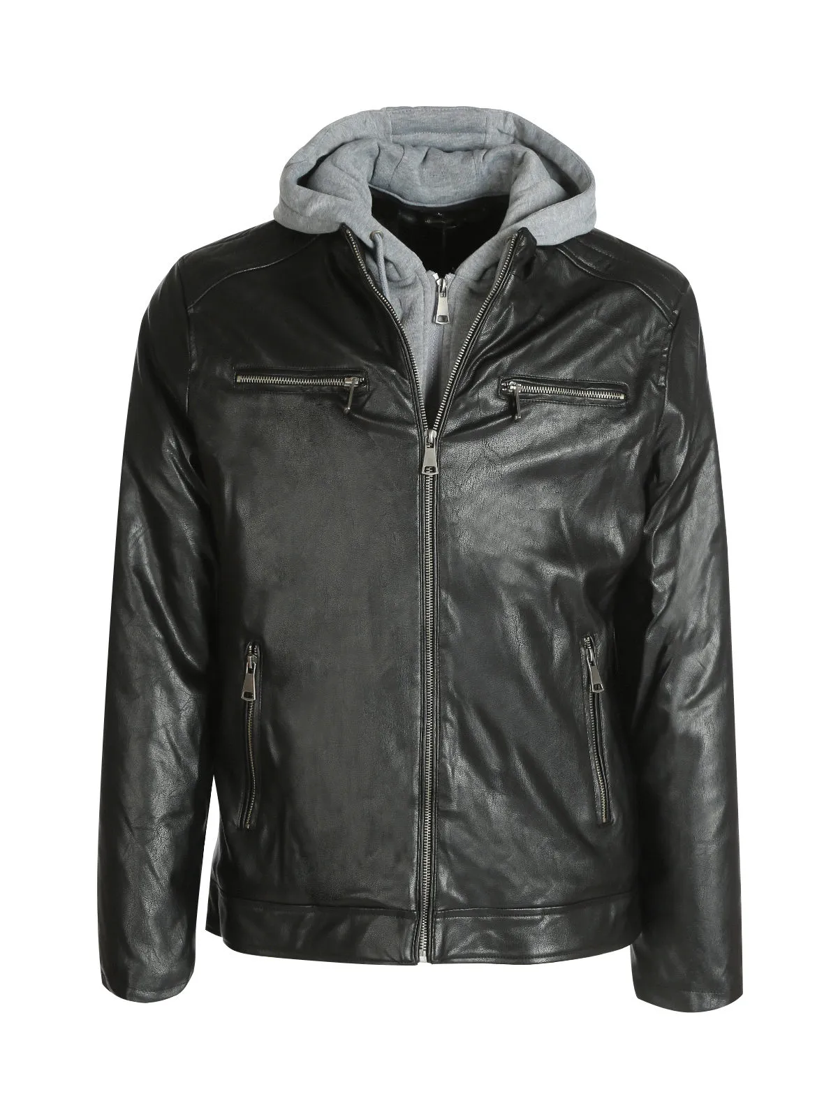 Solada Blouson homme simili cuir avec capuche